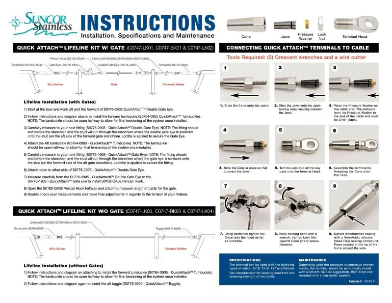 STAINLESS STEEL LIFELINES KIT W/ GATE, BOAT RIGGING, SAILBOAT RIGGING (C0747LK0