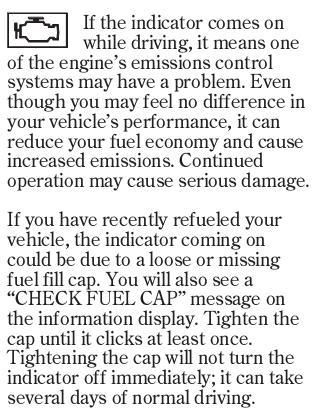 2006 Honda odyssey check fuel cap message #2