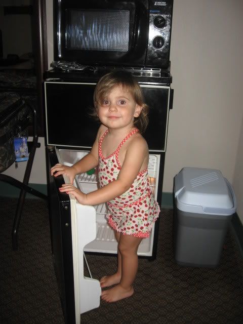 Lily sized fridge at the hotel