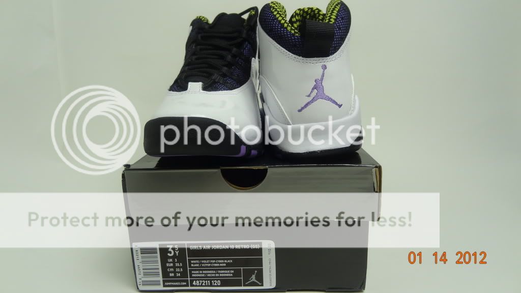   Air JORDAN 10 RETRO (GS) White/Violet Pop Black Size 3.5 7 487211 120