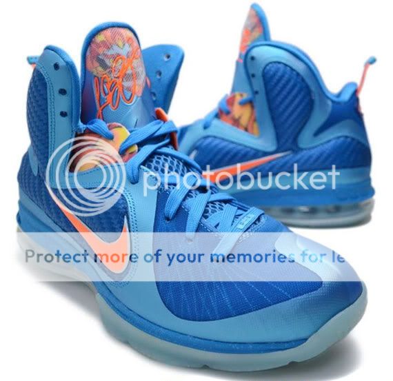 Mens Nike Lebron 9 China Neptune Blue/Total Orange Size 8.5 13 469764 