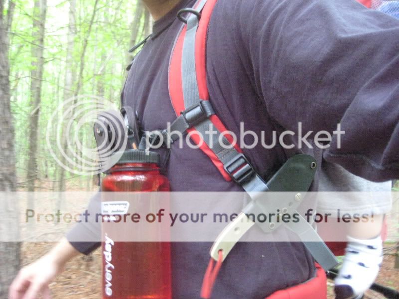 How to wear knife with a backpack waist strap?