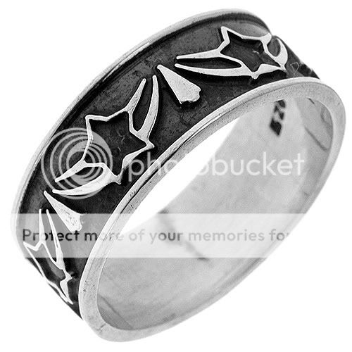   Sterling Silver Shooting Star With Wings Pentagram Band Ring Size 10